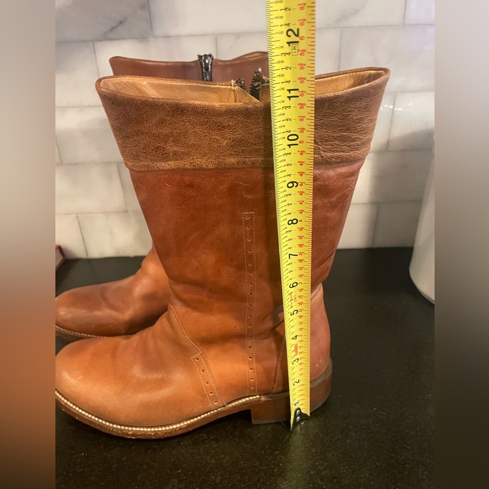 Loblan Brown Leather Womens Boots Square Toe Size 8.5 - Picture 2 of 8